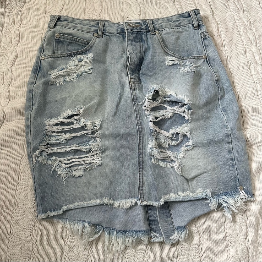 One Teaspoon 2020 Denim Skirt Distressed Size 32